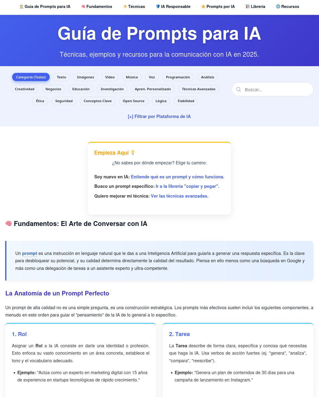 Guía de Prompts para IA